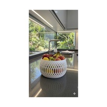 Geometrik Tasarım Dekoratif Kase 13x20 Cm Doğa Dostu Organik Pla Beyaz