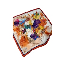 İpekal 90 X 90 İpek Vual İnce Eşarp - 04883 - 90 X 90 / Turuncu - Somon Turuncu - Somon