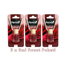 Farnia Yüksek Esanslı Askılı Araç Kokusu Edp Parfüm Kırmızı Gül 8 Ml 3 Adet Avantaj Paketi
