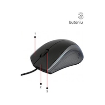 Concord Usb Kablolu 3d Optik Mouse 3 Tuş, Yüksek Dpı Hassasiyetli Bilgisayar Mouse C29mousegri