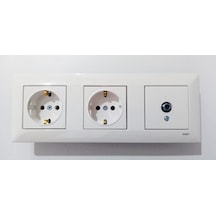 Viko Meridian Beyaz 3lü Set Tv Uydu Prizi F Konnektör +t. Priz+t. Priz