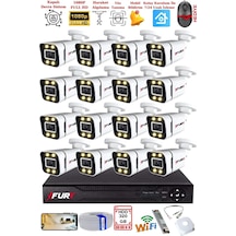Fury 16 Kameralı 1080p Görüntü Gece Renkli Full Hd 4 X Ultra Led Gece Renkli Güvenlik Kamerası Seti 320gb