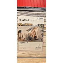 Battaniye Pamuk Stripe Ponponlu Çift Kişilik Camel