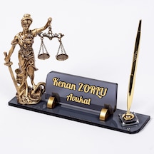 Themis Biblolu Kristal Masa İsimliği Hediye Avukat Ofis İsimlik