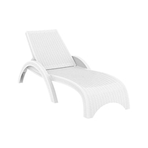 Omnipazar Trk-860 Siesta Fiji Rattan Desenli Ayarlanabilir Lüks Şezlong Beyaz