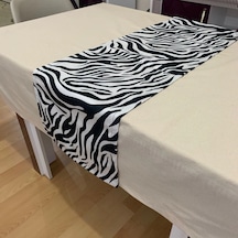 Zebra Desenli Runner, Yüksek Kaliteli Dijital Baskılı Runner, Dayanıklı, Modern Tasarım 40x110 Cm Siyah-beyaz
