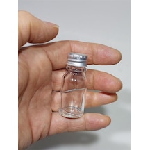 Sampex 50 Adet 10ml Cam Şişe Gümüş Metal Kapaklı Shot Şişesi, Dafd3372 Diğer