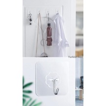 4 Adet Kendinden Yapışkanlı Şeffaf Askı Banyo Mutfak Dolap Askısı 6x6 Cm Renkli