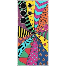 Samsung Galaxy S24 Ultra İle Uyumlu Retro Color 4 Kamera Korumalı Şeffaf Kılıf Şeffaf