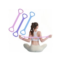 Geeroyoo 3 Adet Pilates Grup 8 Şekilli Germe Kayışları - Yoga Ve Fitness İçin Esneklastik, Pembe-mavi-mor, 47 Cm Çok Renkli