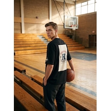 Black Nova Oversize Baskılı Unisex Tişört High School 90 Black Siyah