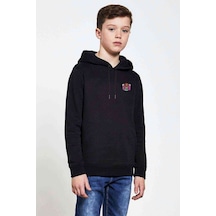Tshirthane Muppet Baskılı Unisex Çocuk Kapüşonlu Siyah Sweatshirt Siyah