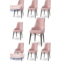 Canisa Neta Serisi, 1.sınıf Babyface Kumaş , Ceviz Gürgen Ayak, 8 Adet Pembe Mutfak Sandalye Sandalye Pembe Ayakları Ceviz