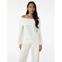 Koton Omzu Açık Triko Ekru Kadın Kazak 6wak90056ht Ekru
