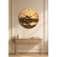 AA Shop İstanbul Türkiye Şehir Manzaraları Desenli Dekoratif Baskılı Ahşap Duvar Saati 45 Cm Sessiz Akar Mekanizma 895 Çoklu Renkli