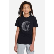 Tshirthane Ay Astronot Baskılı Unisex Çocuk Siyah T-Shirt