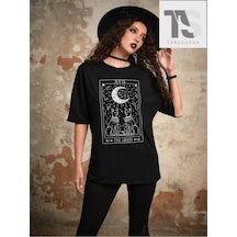 Startmore Grunge Punk Kafatası Grafik Damla Omuz Tişört Siyah