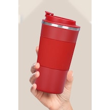 Reoona Paslanmaz 304 Çelik Termos 500 Ml Kaydırmaz Bardak Mug Kupa Kırmızı