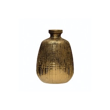 Altın Terracotta Desenli Vazo Modern Salon Konsol Sehpa Dekoru Açık Altın