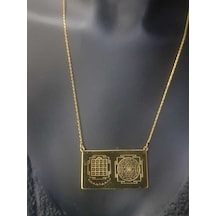 Vog Unisex Çift Yönlü Vashikaran&kuber Yantra Aşk,para,sağlık.başarı,şans Mıknatısı Gümüş Kolye Sarı