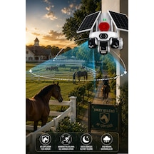 O-kam Ok337b Premium 12mp 4 Kameralı 4g Çift Solar Panel Aov Gece Görüş Sesli Konuşma Akıllı Kamera Sim Kart