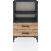 Arges Komodin 2 Raflı 2 Çekmeceli 60x30x96 Antrasit-çam Antrasit