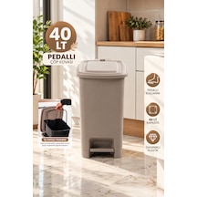Porsima 1139 40 Lt İç Kovalı Pedallı Çöp Kovası - Slim Mutfak Ve Banyo Çöp Kovası Latte / Bej