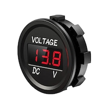 Su Geçirmez Dc 6v / 48v Voltmetre Yuvarlak Panel Tip Montajlanabilir Dijital Kırmızı Renk Led