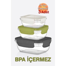 Fresh Box Kilitli Dikdörtgen Saklama Kabı 400,800,1400 Ml Üçlü Set Karışık