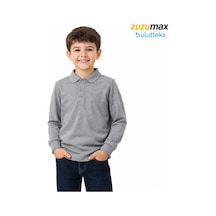 Bulutteks Okul Gri Polo Yaka Uzunkol Tişört Kıyafetleri Üniforması Çocuk Genç