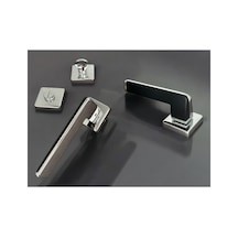 Duo Zamak Zk06 Mat Sitah Krom Kare Rozetli Wc Banyo Kapı Kolu Çift Renk 1 Takım