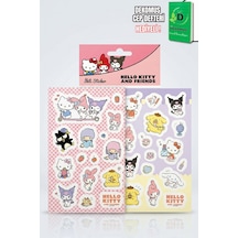 X Dekomus Lisanslı Best Friends 2'li Kuşe Sticker Hello Kitty,kuromi,my Melody Altın