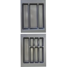 2'li Set 37x49 Cm Mutfak Çekmece Içi Düzenleyici Kesilebilir Kepçelik & Kaşıklık 37x49 Gri