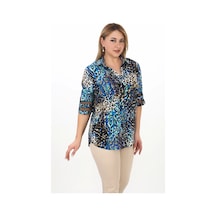 Lady Majestic %100 Viskon Büyük Beden Kadın Bluz Mavi Lady Majestic %100 Viskon Büyük Beden Kadın Bluz Mavi