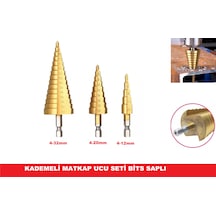 Kademeli Matkap Ucu Bits Saplı Hss 3'lü Set-kozalak Uç Set