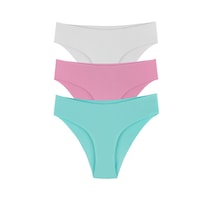 Sensu Kadın Bikini Lazer Kesim 3'lü Külot Set - Kts2049 Renkli