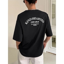 Startmore Kadın Siyah Kind Hearted Baskılı Oversize T-shirt Siyah