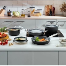 Schafer Night Sky Seramik Tencere Seti 7 Parça-siyah Siyah