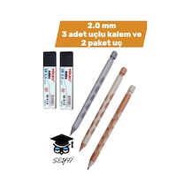 2.0 Mm 3 Adet Uçlu Kalem Ve 2 Paket Uç Çok Renkli