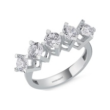 5 Taş Yüzük Beyaz Altın Swarovski 285829720