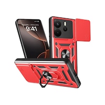 Redmi Note 14 4g Pars Lens Yüzüklü Silikon - Kırmızı İtdark48819