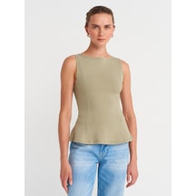 Dilvin 21001 Kayık Yaka Peplum Top-çağla Çağla