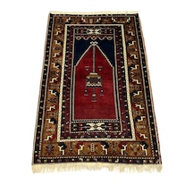El Dokuma Yahyalı Namazlık 105x160 Kök Boya Yün Seccade