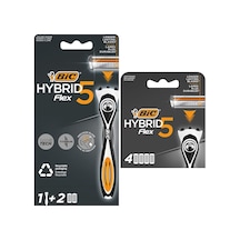 Ayrex Bıc Hybrid 5 Flex 1 Sap & 2 Başlık Erkek Tıraş Bıçağı Ve 4'lü Yedek Tıraş Bıçağı Kartuşu Seti