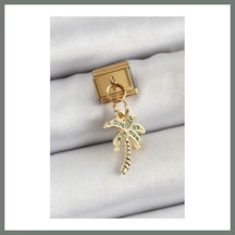 Bezos 316l Çelik Sallantılı Zirkon Taşlı Palmiye Ağacı Model Gold Renk Nomination Charm Mmbz