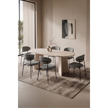 Hopilon Bohem 90x168 Sabit Yemek Masası Mutfak Masası Takımı 6'lı Polo Sandalye Takımı Antrasit