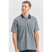 Koyu Lacivert Kısa Kol Kendinden Desenli Jakarlı Polo Yaka Classic Comfort Fit Tişört 1011240190 Koyu Lacivert