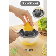 Hazneli Limon Sıkacağı - Pratik Portakal Narenciye Sıkacağı 400 Ml - Gri