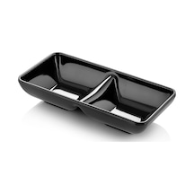 12 Adet Melamin 2 Bölmeli Sosluk Ve Çerezlik - 18x9 Cm - Bulaşık Makinesinde Yıkanabilir - Siyah
