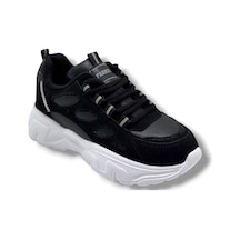 Queen Step 1001-26 Süet Cilt Simli Anatomik Kadın Sneaker Siyah